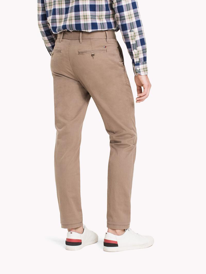 Férfi Tommy Hilfiger Straight fit stretch organic cotton twill chino Nadrág Khaki | HU 1125YXF